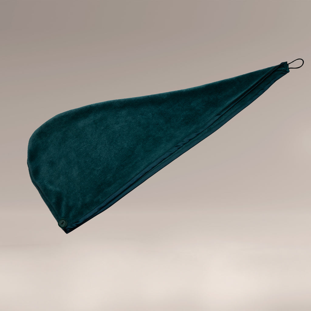 Turban z mikrofibry do szybkiego suszenia włosów - butelkowa zieleń