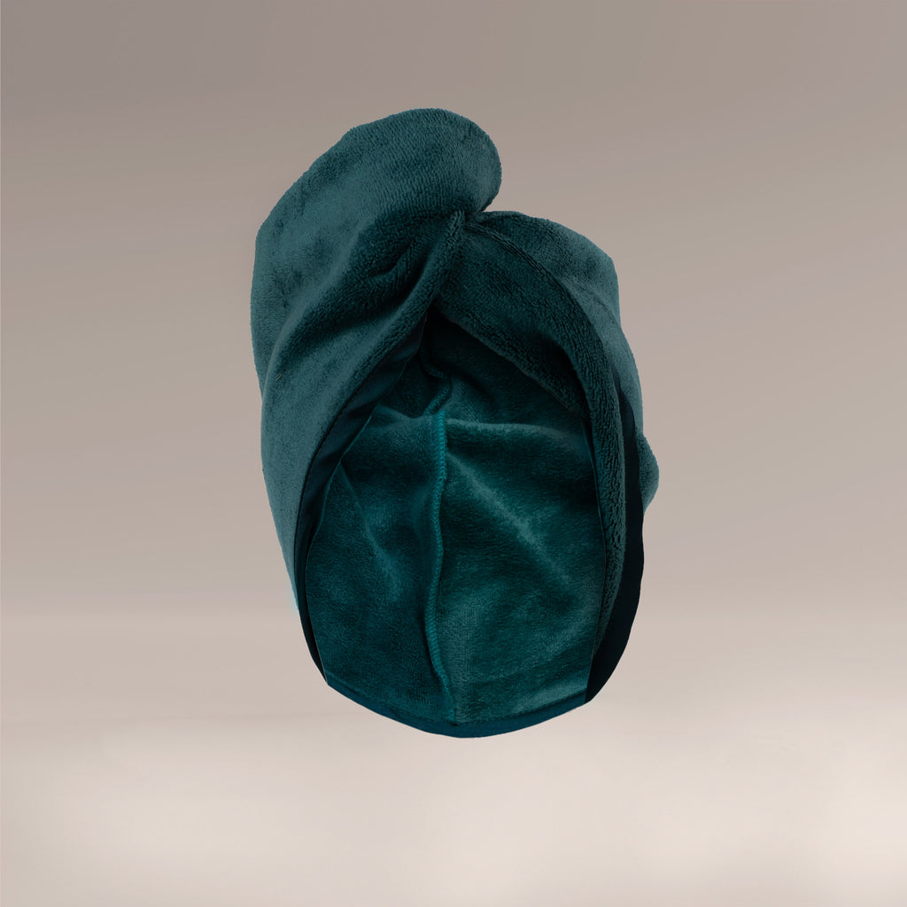 Turban z mikrofibry do szybkiego suszenia włosów - butelkowa zieleń