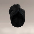 Turban z mikrofibry do szybkiego suszenia włosów - czarna satyna
