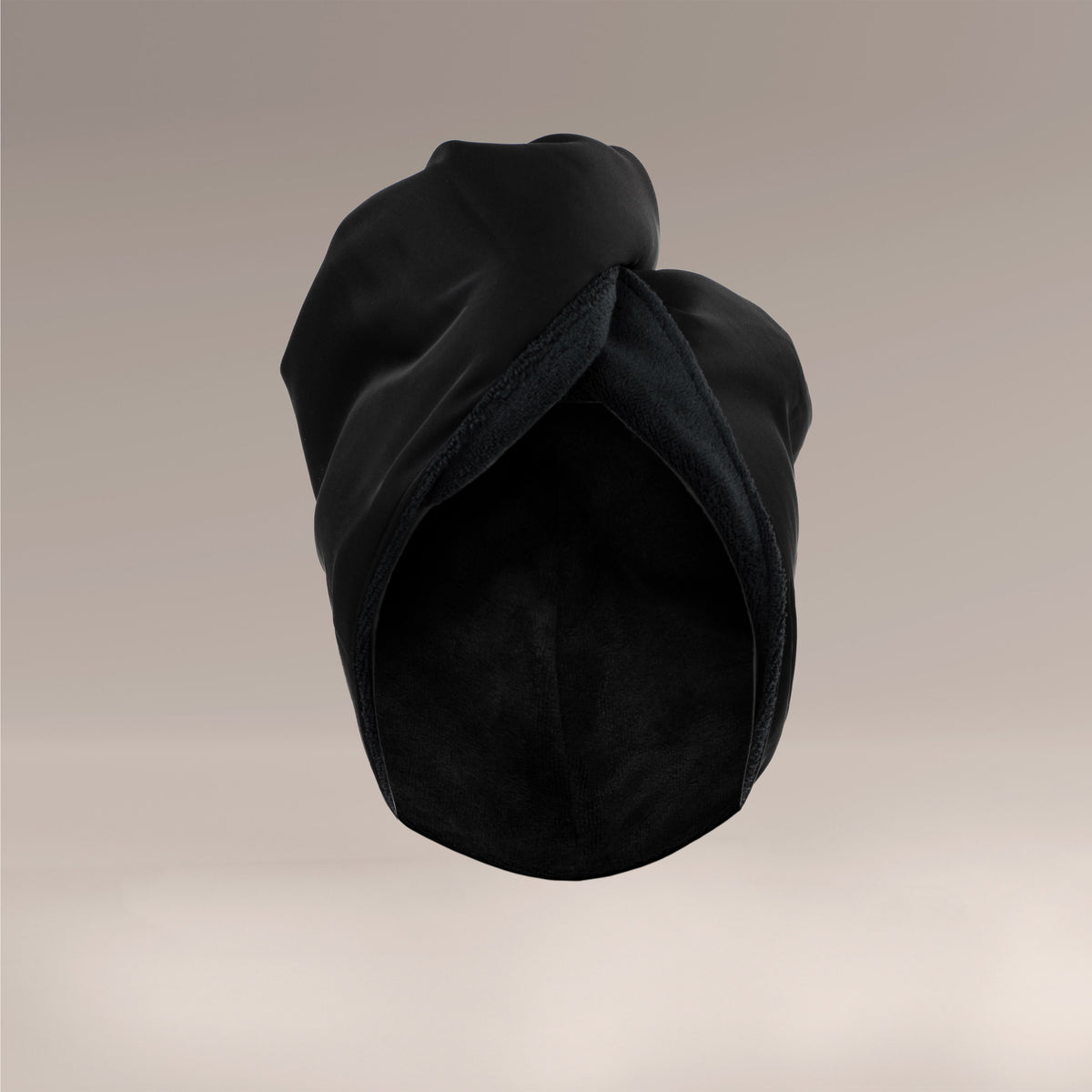 Turban z mikrofibry do szybkiego suszenia włosów - czarna satyna