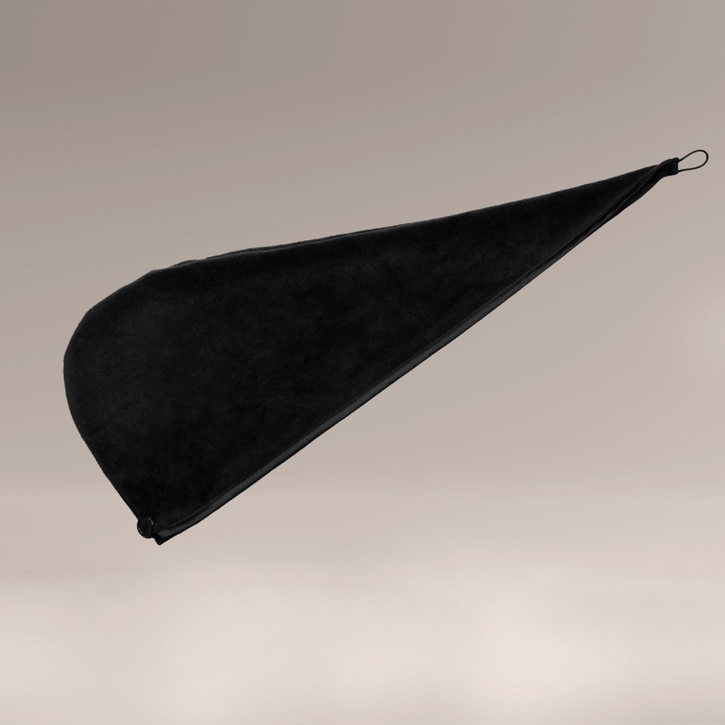 Turban z mikrofibry do szybkiego suszenia włosów - czerń