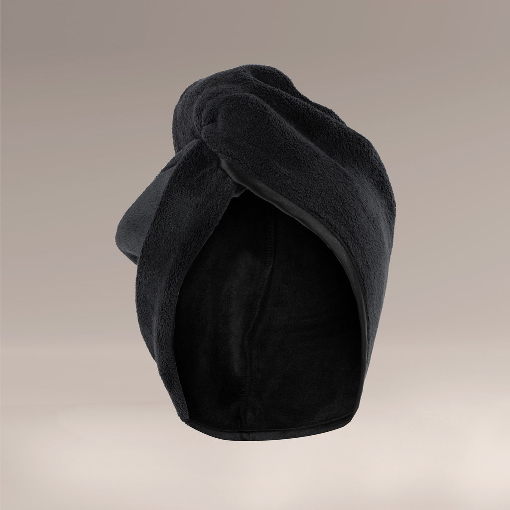 Turban z mikrofibry do szybkiego suszenia włosów - czerń