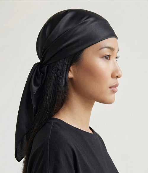 Black silky hair scarf
